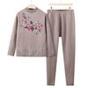 Traje de ropa de invierno para abuela ropa de otoño para mujeres mayores pantalones largos conjunto de dos piezas florales de otoño e invierno para madre ropa cálida para anciana