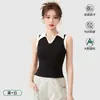 Colete Polo Gola Alta em Algodão Tencel Classe A para Mulheres, Color Blocking, Corte Slim, Antibacteriano, Toque Fresco, Top sem Mangas para Ir ao Trabalho, Estilo de Férias
