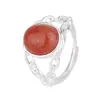 Anillo de Cadena con Dije de Plata Ss925 Plata Pura Ágata Rojo Natural Cristal para Mujer Anillo Dopamina de Piedras Preciosas de Colores Transfronterizo