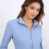 Jaqueta LULU DF com gola alta e logo, em estoque para entrega imediata, justa ao corpo, respirável, elástica, com zíper dourado, para fitness e esportes