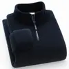 Lana de OvejaSudadera con Media Cremallera y Cuello Alto para Hombre de Otoño e Invierno, Forrada de Polar, Engrosada, Cálida Prenda de Polar, Camiseta Base