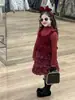 2025 Nueva Ropa de Invierno Estilo Coreano para Niños Niñas Malla de Pétalos Vestido de Pastel Chaleco Vestido Suéter de Cuello Alto Año Nuevo
