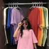 Camiseta naranja de manga corta sin hombros para mujer, diseño de nicho de verano, chic, dulce y picante, top holgado para pareja, top estilo Ins