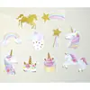 Tarjeta colgante espiral de unicornio, doble cara, con purpurina, nubes arcoíris, estrellas y otras decoraciones de ambiente