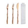 Cuchillo y tenedor de acero inoxidable para pastel de luna, creativo tenedor de fruta dorada con patrón de rama, juego de cuchillo y tenedor para pastel de luna desechable.