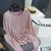 Blusa de Tricô Longa com Decote V Pequeno Vazado Estilo Francês em Liocel Linho para Mulheres, Camada Base, Nova para Primavera/Verão 2026 H040303