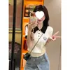 Blusa de tricô fina de seda gelada estilo coreano com gola polo de manga curta para mulheres, novo modelo 2026, elegante blusa de tricô trançado bordada