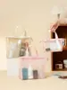 Bolsa Cosmética Colorida para Mujer Nueva Primavera Estilo Coreano Simple y Versátil Bolso de Mano Gran Capacidad Alta Apariencia Malla Transparente