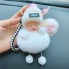 Lindo llavero de peluche para coche, diseño de muñeca coreana, ideal como regalo para mujer, para mochila escolar, con colgante de flor eterna.