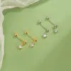 Exquisitos Aretes de Botón con Rosca y Colgante Pequeño de Circonita para Mujer, Delicados y Lindos, Moda Versátil Otoño e Invierno 2023 para el Viaje Diario