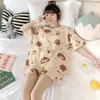 Pijama para Mujer Verano Manga Corta Shorts Talla Grande Traje Estilo Coreano Niñas Dulce Lindo Dibujos Animados Ropa de Casa de Verano para Mujer