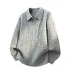 Invierno Nuevo Suéter de Punto Grueso con Cuello Chal Holgado para Hombre Ropa de Punto Moda Juvenil Casual Capa Base