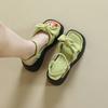 Sandalias de plataforma con lazo estilo Chanel para mujer, atuendo de verano, falda estilo hada retro, zapatos romanos con aumento de altura pequeño