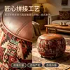 Puf de almacenamiento de cuero estilo bohemio taburete celebridad de internet ropa vieja taburete suave grueso relleno sala de estar dormitorio almacenamiento