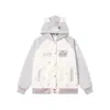 Sudadera con capucha de estilo americano, lindo gato con velcro, bloques de color, para mujer, Otoño 2025, Nueva, Versátil, Chaqueta de Béisbol