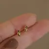 Pendientes de Plata de Ley S925 Chapados en Oro Color Verde Oliva Corte Marquesa para Mujer, Pendientes de Circonita Verde Frescos y Sencillos, Estilo Clásico de Moda