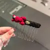 Peine de Pelo de Conejo de Terciopelo con Pedrería, Estilo Coreano Dulce y Elegante, Accesorio para el Cabello Suave y Elegante
