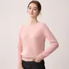 26 Outono Inverno Fio Duplo Espessado Gola Redonda 100% Caxemira Pura Suéter Feminino Ombro Raglã Malha Macia e Lisa Camada Base Suéter Solto