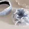 Tela de Lunares con Encaje Azul Anillo para el Cabello de Intestino Grueso Diadema para el Cabello de Mujer Pasador Cuerda para el Cabello Correa para el Cabello Versátil Accesorios para el Cabello