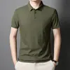 Camiseta Polo Masculina de Seda Gelada Sem Costura Urbana Business Gola Lapela Cor Sólida Simples Camiseta de Ar Condicionado para Pai Camisa de Funcionário