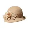 Rongmei 2026 Nuevo Sombrero Clásico Hepburn Transfronterizo con Ala Curva, Sombrero de Mezcla de Seda y Lana, Elegante Sombrero de Estilo Francés