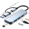 Estación de Acoplamiento Hub USB de Doble Conector Transfronterizo Hub de Cuatro a Dos 3.0 Estación de Acoplamiento Tipo C para Portátil