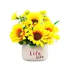 Venta al por mayor del fabricante Cuenca de vida Flor de seda artificial Girasol en maceta Flor artificial Sala de estar Escritorio del hogar Decoración Adornos florales