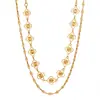 Cadena Larga de Suéter Minimalista Estilo Europeo y Americano con Corazón y Copo de Nieve Grabados con Láser, Collar Doble Capa Personalizado, Chapado en Oro PVD, Cadena para Clavícula de Lujo Ligero