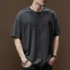 Camiseta de Manga Corta Pesada de Estilo Americano Otoñal, Marca de Moda, Talla Grande, Ajuste Holgado, Camisa Casual Retro Fresca de Media Manga para Hombre