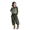 Conjunto de Primavera y Otoño para Niñas 2026 Nuevo Informal Estilo Coreano Niña Ropa para Niños Mediana y Grande Falso Dos Piezas Rayas Base Pantalones Casuales