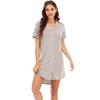 Pijamas Modais Americanos e Europeus Amazônia Pijamas Algodão Afrouxado Cor Sólida Home Clothes Estação Independente Lapela Cardigan Nightdress