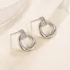 Moda Estilo Coreano Combinando Estilo Francês Geométrico Micro-incrustado Zircônia Brincos Exquisitos Pequenos Vazados Estilo Simples Feminino