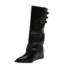 Botas de Pierna de Pantalón con Punta y Aumento Interior Hebilla de Cuero Botas Largas Mujer Tacón Alto Botas de Montar Nuevo Estilo Otoño/Invierno 2026