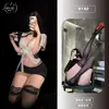 Ropa Interior Sexy Talla Grande Amigo Naranja para Pechos Pequeños, Uniforme de Secretaria Coqueta, Conjunto Bodycon Tentación Pura Qqny 9132