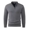 Suéter de Color Sólido para Hombre Otoño e Invierno con Media Cremallera y Cuello Alto Casual de Negocios Cuello Acanalado Pulóver Cálido Capa Base de Punto