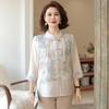 Camisa de Verão Elegante para Mães de Meia-Idade Roupas de Novo Estilo Chinês 2025 Novo Estilo Ocidental Camisa da Moda Feminina para Mulheres de Meia-Idade e Idosas