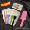 Tenedor de cubiertos para pastel de cuatro en uno, cuchillo para pastel, tenedor, plato, tenedor de color, cuchara, pala, plato largo, vela de cristal, bolsa de flor de cinco pétalos, cubiertos