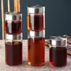 Frasco Sellado de Vidrio de Borosilicato Alto con Sello de Acero Inoxidable, Hermético, con Escala, Portátil, Específicamente para Miel, Modelo Nuevo para Cocina y Viajes