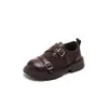 Mocasines gruesos de estilo británico para niños, nueva moda de otoño, versátiles para niños y niñas, de caña baja, con cierres de velcro, modernos zapatitos de piel