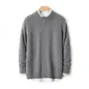 Otoño Invierno 2026 Nuevo Cárdigan 100% Lana para Hombre Cuello Semi-Alto Grueso Suéter Casual Versátil Holgado Tejido Prendas de Abrigo