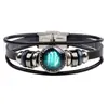 Pulsera retro europea y americana de múltiples capas de las 12 constelaciones DIY pulsera de cuero punk para pareja joyería de constelaciones
