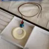 Collar con Colgante de Bellota de Cuerda Larga de Cera, Tono Frontal de Madera, Estilo Chino, Nuevo Diseño Zen Chino, Cadena para Suéter, Accesorios