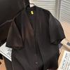 Camisa de Verano de Moda Ins Nuevo Estilo Textura Sedosa Camisa de Manga Corta con Cuello en V Pequeño para Hombre Casual Rufián Guapo Delgada Camisa de Media Manga
