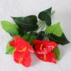 Simulação 18 cabeças 5 Flores Palma Vermelha Grande Hotel Decoração de Casa Casamento Planta Verde Adereços de Fotografia Flor Falsa Planta Flor Artificial