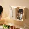 Caja de Pañuelos para Montar en la Pared con Soporte para Teléfono, Organizador de Almacenamiento Multifuncional para el Hogar