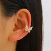 Brinco de Clipe para Orelha Cross-Border Europeu e Americano Levemente Luxuoso Versátil Moda Cobre Zircônia Ear Cuff Sem Furo para Mulheres Brincos de Coração Borboleta Floco de Neve