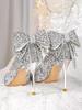 Vestido de Novia Principal Zapatos de Boda Tacones Altos Zapatos de Boda Zapatos con Lazo Tacones de Aguja para Mujer 2025 Nuevas Sandalias de Tacón Alto Negras