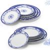 Plato de porcelana azul y blanco disco de melamina plato de cocina de restaurante restaurante plato llano de plástico imitación porcelana plato hondo vajilla plato de hueso comercial