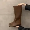 Botas altas de moda versátiles simples talla grande para mujer 2026, botas altas de moda retro primavera-verano estilo nuevo, botas de montar