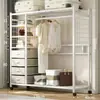 Guarda-roupa para uso doméstico no quarto, guarda-roupa simples para moradia alugada, armário de armazenamento durável, guarda-roupa de metal montado econômico